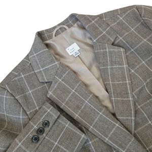 Women's Plaid Long Sleeve Blazer, Two Button A New‎ Day Tan/Cream Sz 12